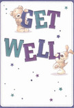 With an inviting blend of cheer and optimism, this get well card captures the neighbourly comfort of Hampstead Garden Suburb through two spirited friends-the ever-hopeful teddy bear and an exuberant puppy-each playfully supporting the bold, colourful letters that spell out 'Get Well.' Their friendly postures and textured, inviting fur seem almost tangible, radiating the warmth one associates with a familiar stroll along Finchley Road. The text's striking indigo and teal tones leap out against a soft white background, while scattered stars shimmer with hints of lilac and cobalt, creating a magical atmosphere that would brighten any sick room. The illustrated characters exude a comforting presence, as though extending a gentle embrace to someone in need. As a local florist, I see in this composition the same compassion and artistry that goes into curating a bespoke bouquet for a neighbour: every detail-each living colour and animated brushstroke-intent on restoring hope. This card, delivered with or without flowers, is more than just a greeting-it's a heartfelt wish from Hampstead Garden Suburb, tenderly encouraging a swift return to wellness.