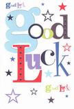 Radiating from this cheerful good luck card is the optimism and friendliness that so many in Hampstead Garden Suburb hold dear. The words 'Good Luck' leap off the bright, smooth card stock, playfully crafted in hues of baby blue, scarlet, moss green, and royal purple. Each letter feels intentionally chosen-a blend as harmonious as the summer flower beds near Market Place. Whimsical star motifs in soft lavender, inky blue, and golden lime sprinkle across the crisp white background, setting an atmosphere of possibility and hope reminiscent of twilight strolls past the local tennis courts. Though the card's surface is sleek and even, there's an almost tactile delight-the kind you find when pressing your fingers into the delicate petals of a freshly arranged posy. This is the sort of card you'd slip into someone's hand before exams at the local school or to mark the first day of a new venture, carrying a heartfelt boost and the gentle magic that comes from knowing your friends and neighbours are quietly rooting for your success.