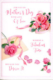 This image shows a Mother's Day card designed with the same care and sensitivity you might find in a favourite Hampstead Garden Suburb flower studio, translating a bouquet into a painted embrace. The card lies against a pale, uncluttered background, giving full attention to its romantic illustration of pink roses and scattered petals. The roses are rendered in lush detail, each petal softly layered in tones that move from the palest blush at the edges to deeper, more saturated pinks towards the hearts of the blooms, capturing that freshly-opened look you see in early-morning deliveries. Around the main clusters, individual petals have slipped free and rest in gentle arcs and little trails, evoking the feeling of rose confetti after a small family celebration or a relaxed brunch near Central Square. A satin-like ribbon, tinted in a matching pastel shade, threads through the roses, curling with an easy, natural grace that suggests careful yet effortless arranging. Across the card, a hand-lettered message in flowing script offers loving Mother's Day wishes, the letters extended and looping as if written slowly and thoughtfully. Soft lighting bathes the entire scene, creating a sense of calm intimacy; faint shadows hug the curves of the blooms and ribbon, giving dimension without harsh contrast. The overall effect is of a paper bouquet-elegant, romantic, and deeply appreciative-ready to accompany a real bunch of pink roses delivered to a Hampstead Garden Suburb doorstep, carrying with it the scent of spring and the emotional warmth of being truly seen and celebrated.